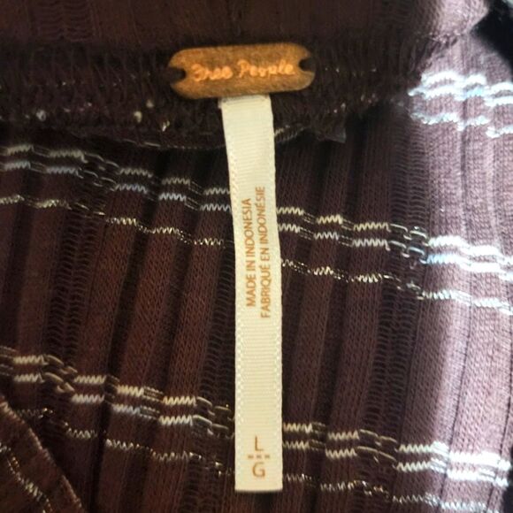 NWT Free People Snowbunny Off The Shoulder Semi Sheer Metallic Top Size Large - Picture 9 of 13